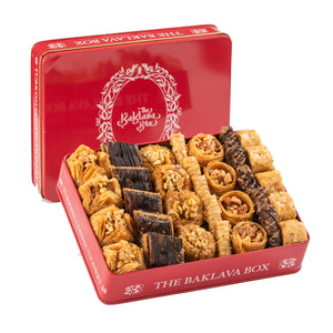 Red Tin Assorted Baklava Christmas Gift Box  - 350gm -The Baklava Box